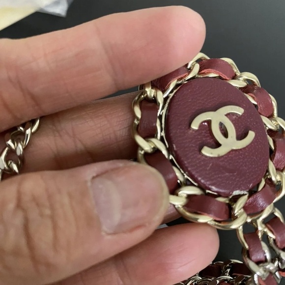 CHANEL double Strand Necklace Rope Style red Leather Long Necklace Approx 30” - Picture 4 of 9